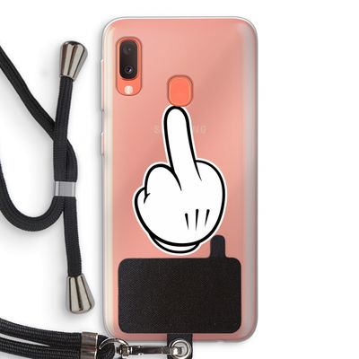Middle finger black: Samsung Galaxy A20e Transparant Hoesje met koord