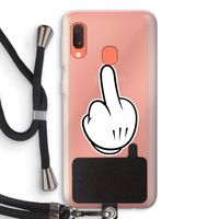 Middle finger black: Samsung Galaxy A20e Transparant Hoesje met koord