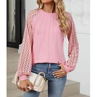 Dames Kant splitsende top Dagelijks Elegant Modieus Casual Lange mouw Zwart Zomer Lente Lightinthebox - thumbnail