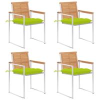 Tuinstoelen 4 st met kussens massief teakhout