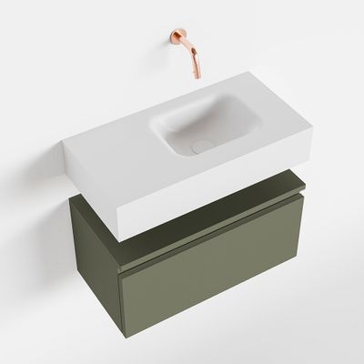 Toiletmeubel Mondiaz Andor | 60 cm | Meubelkleur Army | Lex vrijhangend wastafel Talc Rechts | Zonder kraangat