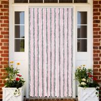 VidaXL Vliegengordijn 90x200 cm chenille zilvergrijs en roze