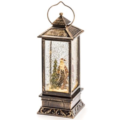 Snowglobe lantaarn - kerstman - 27 cm - met verlichting - sneeuwlantaarn - kerstversiering