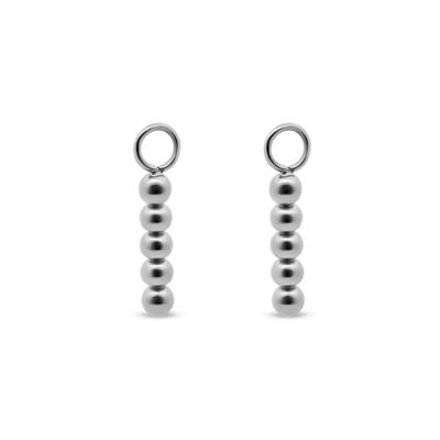 Oorbelhangers met 5 bolletjes - Stainless steel - Zilver