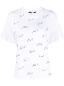 Karl Lagerfeld t-shirt Rhinestone Karl en coton biologique - Blanc