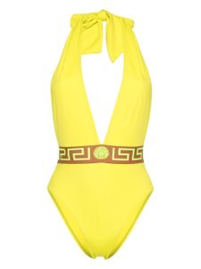 Versace maillot de bain à logo imprimé - Jaune