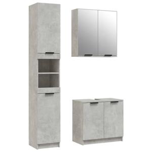 The Living Store Badkamermeubelset Betongrijs - Bodemkast (s) 64.5 x 33.5 x 59 cm - Bodemkast (l) 32 x 34 x 188.5 cm -