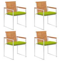 Tuinstoelen 4 st met kussens massief acaciahout