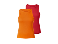 esmara 2 Geribde dames tops (Rood/oranje, L (44/46))