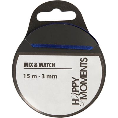 Creativ Company Satijnlint, b: 3 mm, donkerblauw, 15 m/ 1 rol