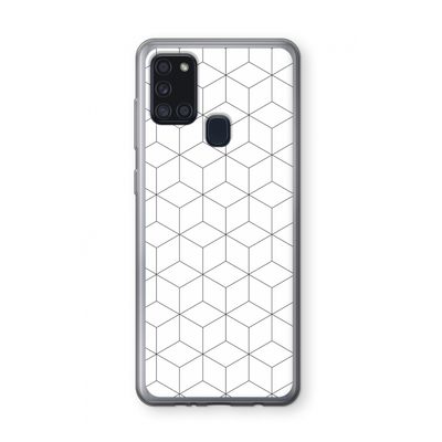 Zwart-witte kubussen: Samsung Galaxy A21s Transparant Hoesje