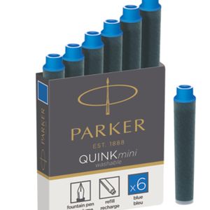 Parker Quink Mini inktpatronen blauw, doos met 6 stuks