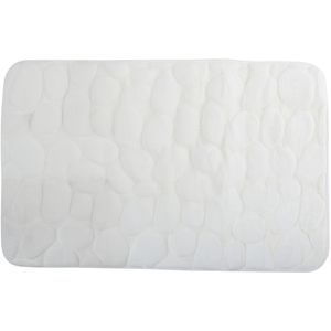 Badkamerkleedje/badmat tapijt - kiezel motief - vloermat - wit - 50 x 80 cm - laagpolig   -