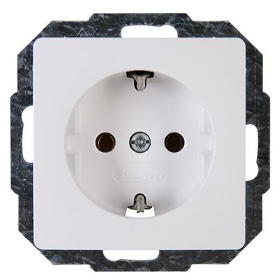 Kopp HK05 enkel stopcontact met randaarde wit glanzend