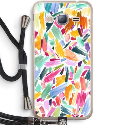 Watercolor Brushstrokes: Samsung Galaxy J3 (2016) Transparant Hoesje met koord