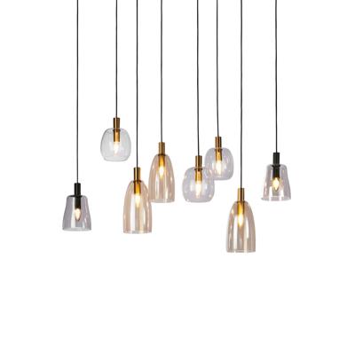Hanglamp Divine 8Lt Multi-Drop - Black Metal & Coloured Glass