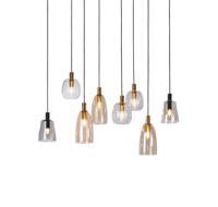 Hanglamp Divine 8Lt Multi-Drop - Black Metal & Coloured Glass