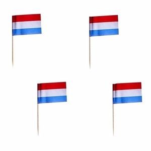 Cocktailprikkers Nederland - 500x - rood/wit/blauw - 8cm - Holland vlaggetjes   -