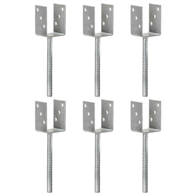 Grondankers 6 st 7x6x30 cm gegalvaniseerd staal zilverkleurig