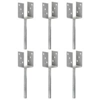 Grondankers 6 st 7x6x30 cm gegalvaniseerd staal zilverkleurig