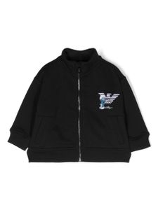 Emporio Armani Kids sweat en coton à logo brodé - Bleu