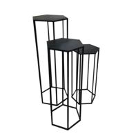 Home Deco Factory Plantenstandaard - 3x stuks - zwart - metaal - industrieel - verschillende hoogtes