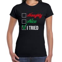 Naughty nice fout Kerst t-shirt zwart voor dames