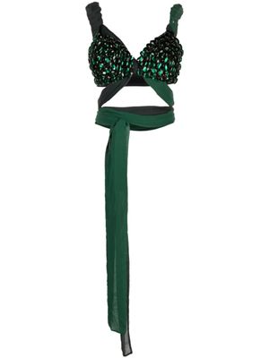 Dolce & Gabbana Pre-Owned haut crop à ornements de pierres (années 1990) - Vert