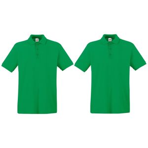 2-Pack maat XL groen poloshirt premium van katoen voor heren