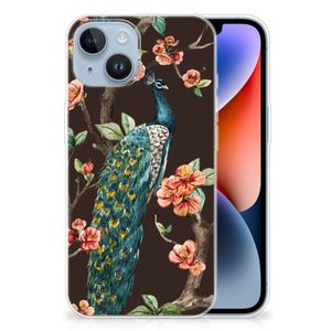 Apple iPhone 14 TPU Hoesje Pauw met Bloemen