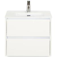 Dante Badmeubelset 60 cm - Wit Hoogglans - Keramische Wastafel Wit Cover