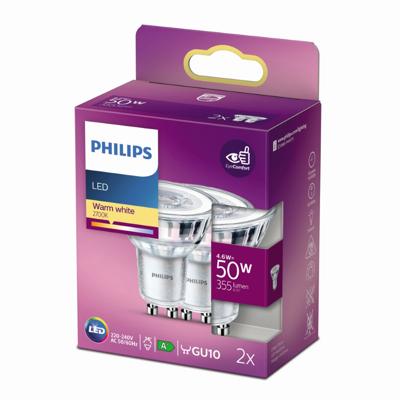 Philips 4,6W - GU10 - 2700K - 355 lumen set van 2 - 929001215218