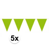 Party Vlaggenlijn puntvlaggetjes - 5x - kunststof - groen - 10 meter - Slinger - versiering