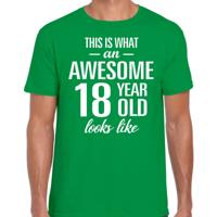 Awesome 18 year - geweldige 18 jaar - t-shirt - groen - heren - Verjaardag cadeau