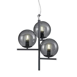 Trio HanglampPure 3-lichts zwart met smoke glas - 302000342