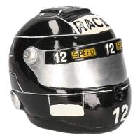 Spaarpot race helm - zwart - 14 x 11 cm - polystone - motorhelm - racehelm Spaarpot race helm - zwart - 14 x 11 cm - polystone - motorhelm - racehelm