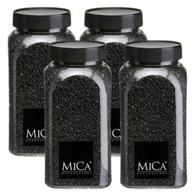 Mica Decorations decoratie stenen/granulaat - 4x - 650ml - zwart - hobby steentjes