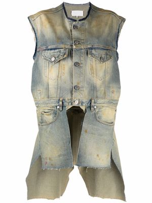 Maison Margiela gilet en jean Derelict à design asymétrique - Vert