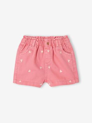 Geborduurde short voor babymeisjes snoepjesroze