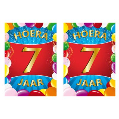 Verjaardag deurposter - 2x - 7 jaar - multi - 59 x 84 cm - leeftijd feestartikelen Verjaardag deurposter - 2x - 7 jaar - multi - 59 x 84 cm - leeftijd feestartikelen