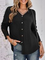 Lace Casual Loose Buttoned Top - thumbnail