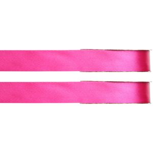 2x Hobby/decoratie fuchsia roze satijnen sierlinten 1 cm/10 mm x 25 meter