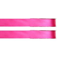 2x Hobby/decoratie fuchsia roze satijnen sierlinten 1 cm/10 mm x 25 meter