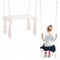 Viking Choice  Houten kinderschommel - wit - 42x18 cm - 115 cm lange touwen - thumbnail