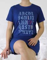 Dames nachthemd korte mouw Blauw "Alphabet"