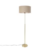 QAZQA Vloerlamp verstelbaar goud met kap lichtbruin 50 cm - Parte - thumbnail