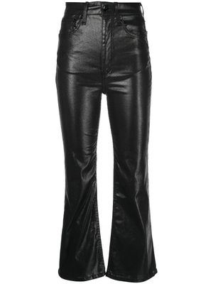 rag & bone jean évasé court à effet enduit - Noir