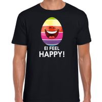 Vrolijk Paasei ei feel happy t-shirt zwart voor heren - Paas kleding / outfit