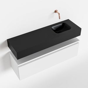 Toiletmeubel Mondiaz Andor | 100 cm | Meubelkleur Talc | Lex vrijhangend wastafel Urban Rechts | Zonder kraangat