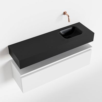Toiletmeubel Mondiaz Andor | 100 cm | Meubelkleur Talc | Lex vrijhangend wastafel Urban Rechts | Zonder kraangat